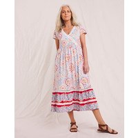 Border Print Pure Cotton Dress Multi Coloured