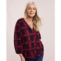 V Neck Jersey Blouse Print