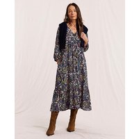 Printed Tiered Midi Dress Multi Coloured