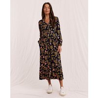 Button Jersey Midi Dress Print