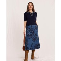 Printed Denim Midi Skirt MID