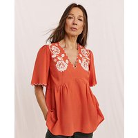 Embroidered Scallop Blouse