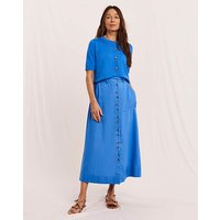 Button Down Linen Midi Skirt
