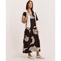 Button Down Jersey Midi Dress Print