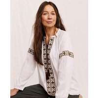 Embroidered Tie Front Blouse