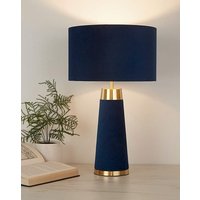 Velvet & Satin Brass Table Lamp Navy Blue