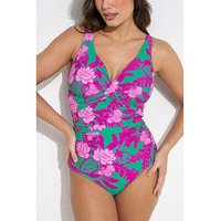 Twist Tummy Control Swimsuit Pink Flower