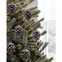 Set of 9 Glittery Hanging Pinecones - Brown