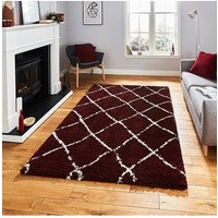 Scandi Berber Rug Red Cream 160X220