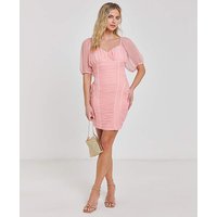 Ruched Mesh Bodycon Dress