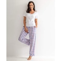 MoI Ribbed PJ Set White Pink Moi