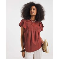 Angel Sleeve Lace Insert Blouse