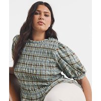 Check Peplum Blouse Coloured Check