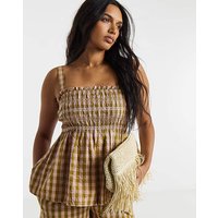 Gingham Shirred Detail Cami Gingham
