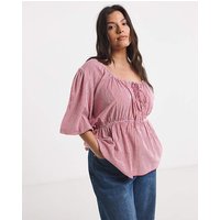 Check Short Sleeve Blouse Check