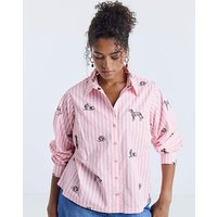 Dog Embroidery Shirt Stripe