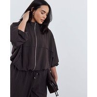 Chocolate Funnel Neck Top Chocolate Stripe