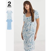 Value 2 Pack Midi Nighties Floral Print 8 10