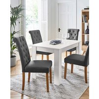 Dakota Dining Table 4 Ava Chairs White Grey