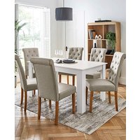 Dakota Dining Table 6 Ava Chairs White Natural