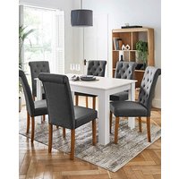 Dining Table 6 Ava Chairs White Grey