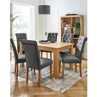 Dakota Dining Table 6 Ava Chairs Oak Grey