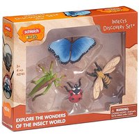 Schleich Insect Discovery Set with Bee, Ladybug, Butterfly & Grasshopper