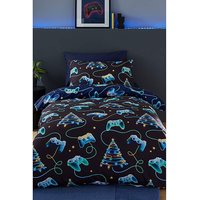 CL Xmas Gamer Duvet Set Navy Blue SINGLE