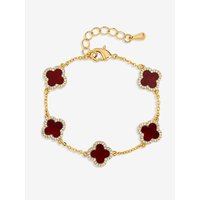Plated Carnelian Clover Bracelet