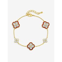 14K Gold Plated Pave Clover Bracelet Gold