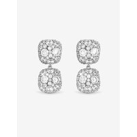 Rhodium Plated Pave Square Earrings