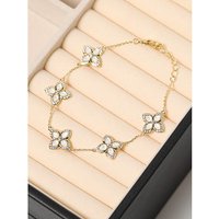14K Plated MOP Clover Bracelet