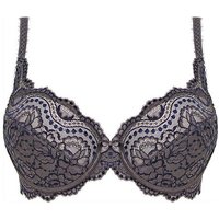 Flower Lace Full Cup Wired Bra Grey