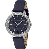 Silver Stone Set Ink Strap Watch