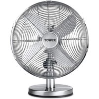 Tower 12 Silver Chrome Desk Fan Silver - Tower