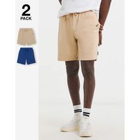 2 Pack Fleece Jog Shorts Stone Navy