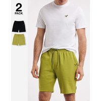 2 Pack Fleece Jog Shorts Khaki Black