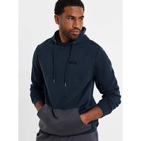 Contrast Overhead Hoodie Long Length Navy Charcoal XL45 47