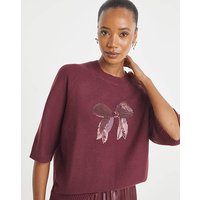 Sequin Bow Short Sleeve Jumper 28 30