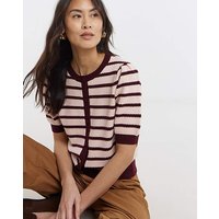 Textured Stripe Short Sleeve Cardigan 8 10