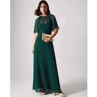 Mona Angel Sleeve Maxi Dress Dark Green