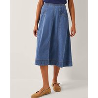 Harper Seamed Denim Midi Skirt Denim Blue