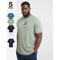 & Corp Logo T Shirt 5 Pack Iceberg & 1XL