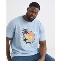 & Palm Graphic T Shirt Chambray & L