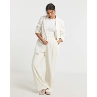 Pinstripe Linen Blend Wide Leg Trouser