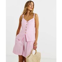 Tailored Linen Tie Wiast Shorts