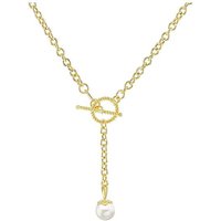 9CT pearl drop t bar Necklace INCH