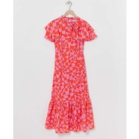 Tie Neck Midi Dress Print