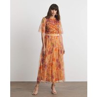Mesh Beaded Maxi Dress Multi