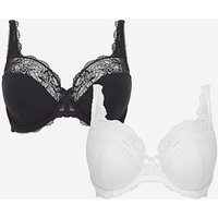 2 Pack Ella Lace Wired Balcony Bras Black White
